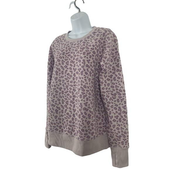Tek Gear Womens Lavender Leopard Print Sweatshirt Fleece Crew Neck Medium - Picture 3 of 9